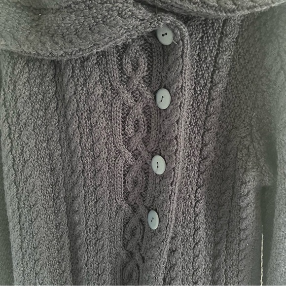 Saol Aran Irish Knit Cardigan Wool Blend Coatigan Fisherman Navy XL - Picture 5 of 11